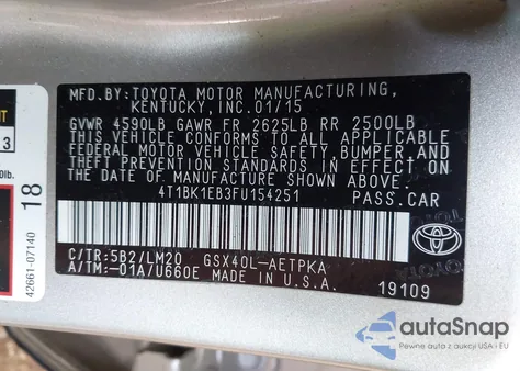 2015 Toyota Avalon Limited from USA, damaged, VIN 4T1BK1EB3FU154251